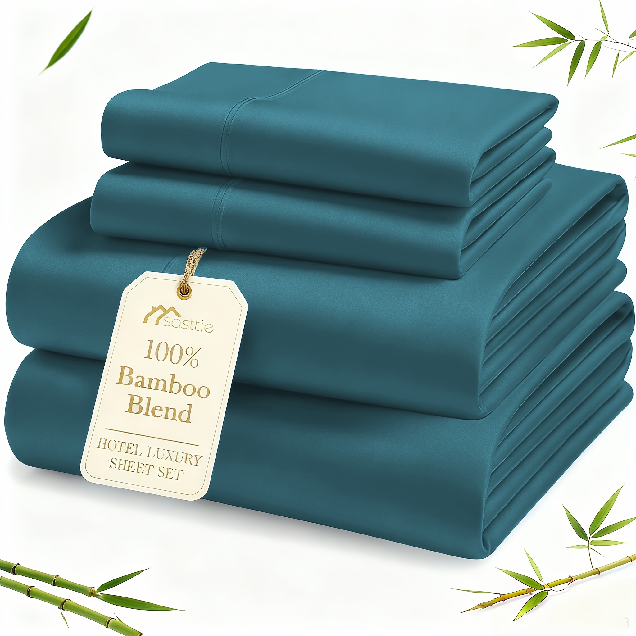 TEMU Set Of 4 Bamboo Bed Sheets - Made From 100% Bamboo Blend - Extremely Sheets - 16" Deep Pocket With Elastic - Breathable Hotel Quality Sheets And