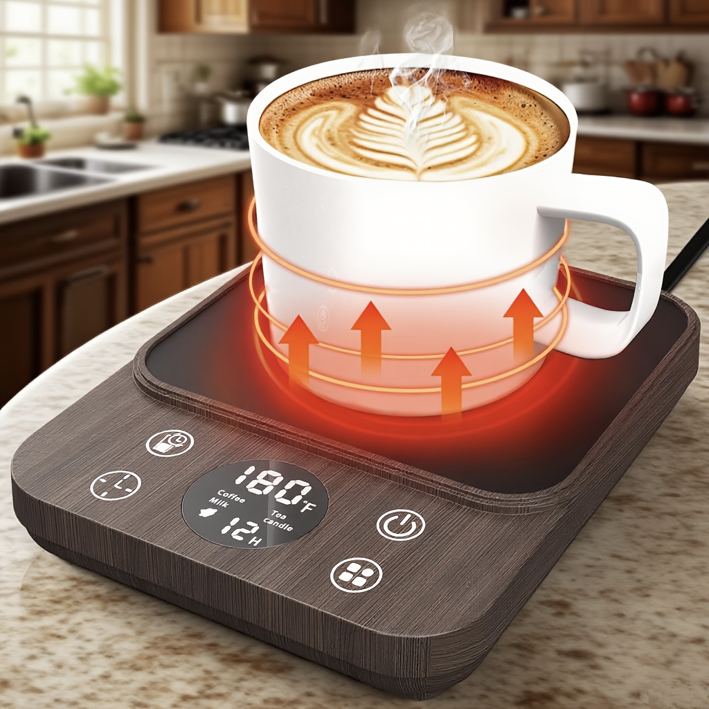 Coffee Mug Warmer, Upgraded Cup Warmer For Desk With 1h Water Drink Reminder, 4 Heating , 9 Temperature Settings, 1-12h Timer & Auto Off, Cup Warmer For Coffee Milk Tea Beverage