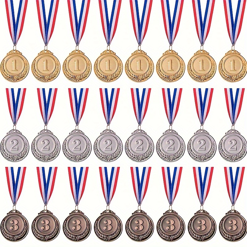

24pcs Metal Sports Competition Medals Set, Marathon Event Hanging Tags, School Sports Meet Basketball Football Badminton Commemorative Medals And Trophies