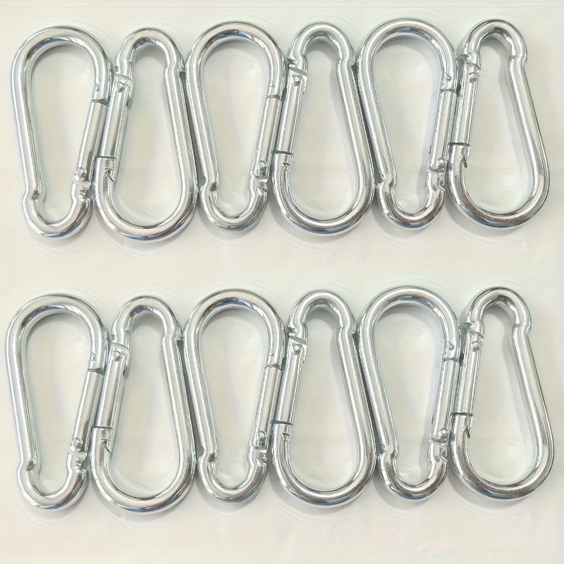 E-shop 12 Edelstahl D-Ring Karabiner, 6X60mm verzinkte, rostbeständige Schnellverschlüsse, geeignet für Outdoor-Rucksäcke, Schlüsselanhänger und