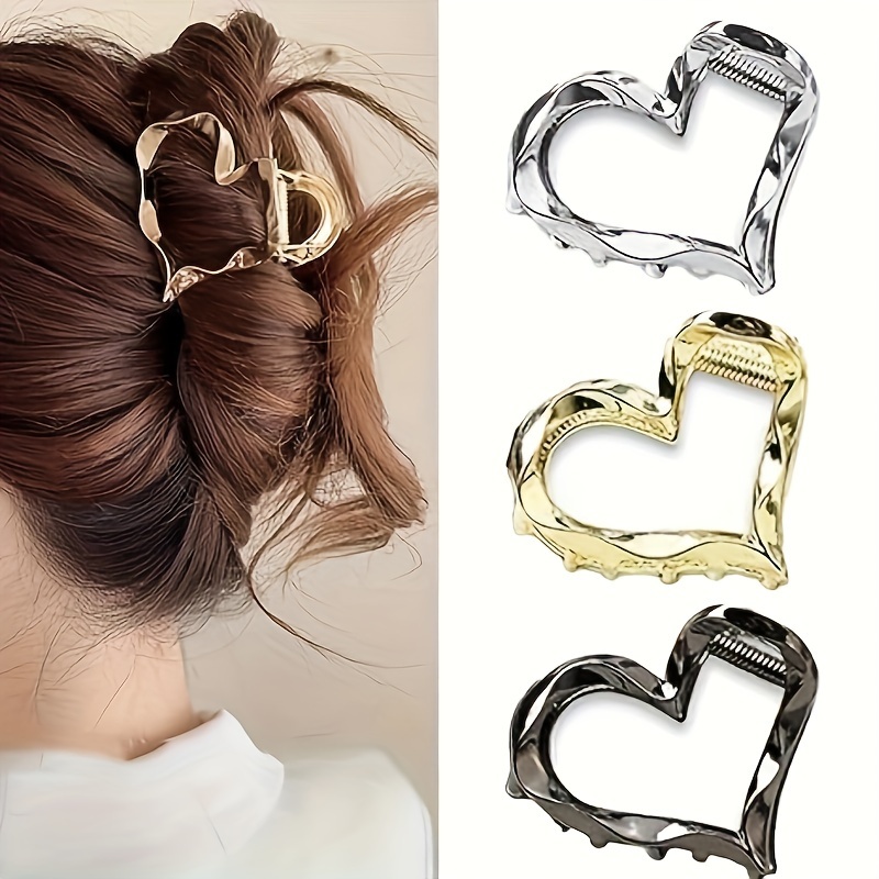 

Heart Hair Claw Clips Metal Hair Clips For Women Non Slip Vintage Hair Accessories Ponytail Holder Clips Clamp For Valentine's Day Wedding Party Favors, Cute Hair Clips