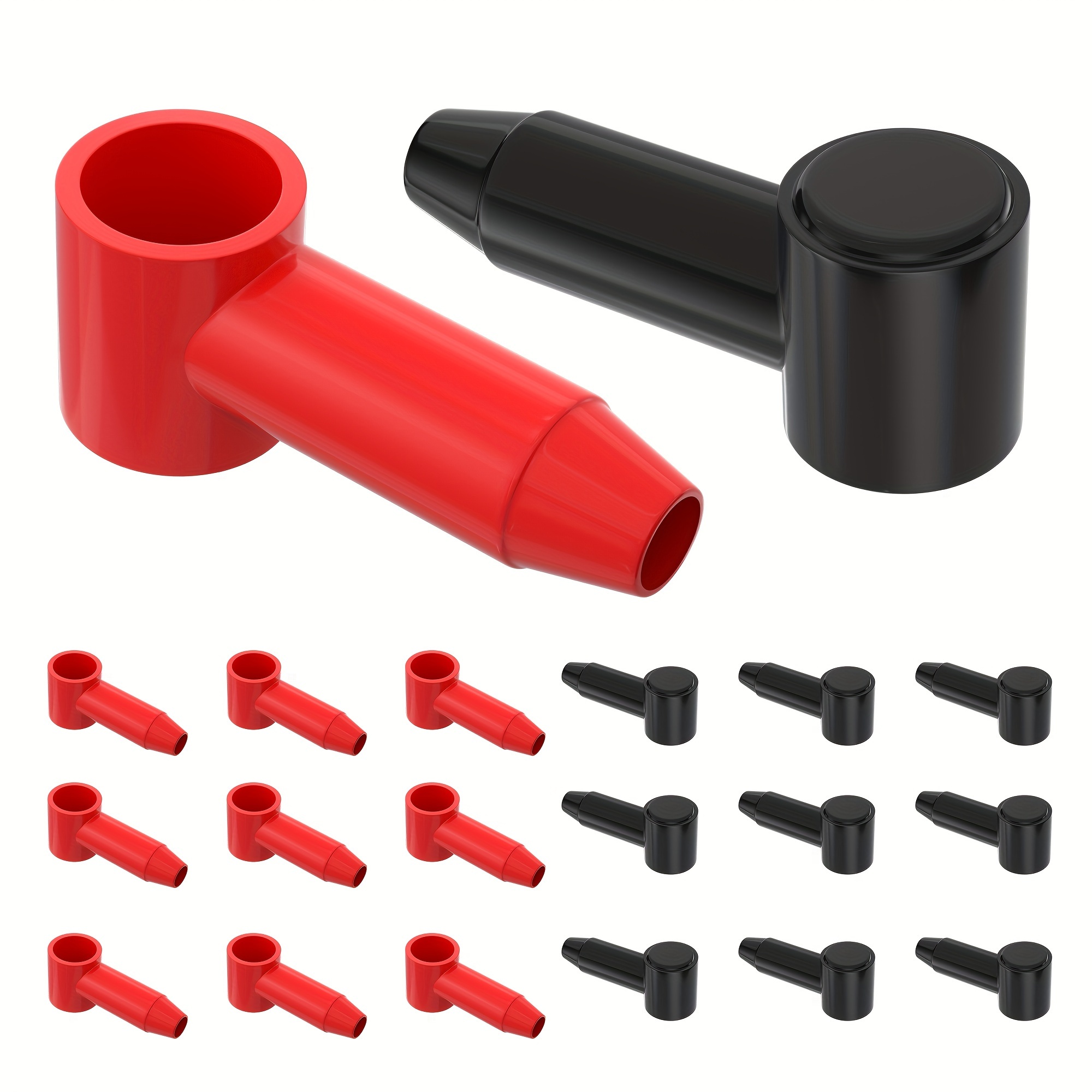 20pcs Silicone Battery Terminal Covers - 10pcs Red And 10pcs Black Terminal Protector Covers For 10 Awg - 4 Awg Wire, Car, Automotive And Truck Cable Insulation