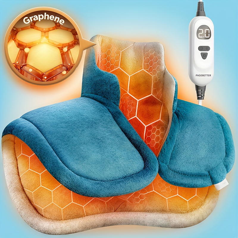 TEMU Pad For Neck Shoulders Back, 3lb Weighted Electric Pad, With Precise Heating & Soft Flannel, 6 Heat Settings, 4 Timer Options, Auto Shut-off,