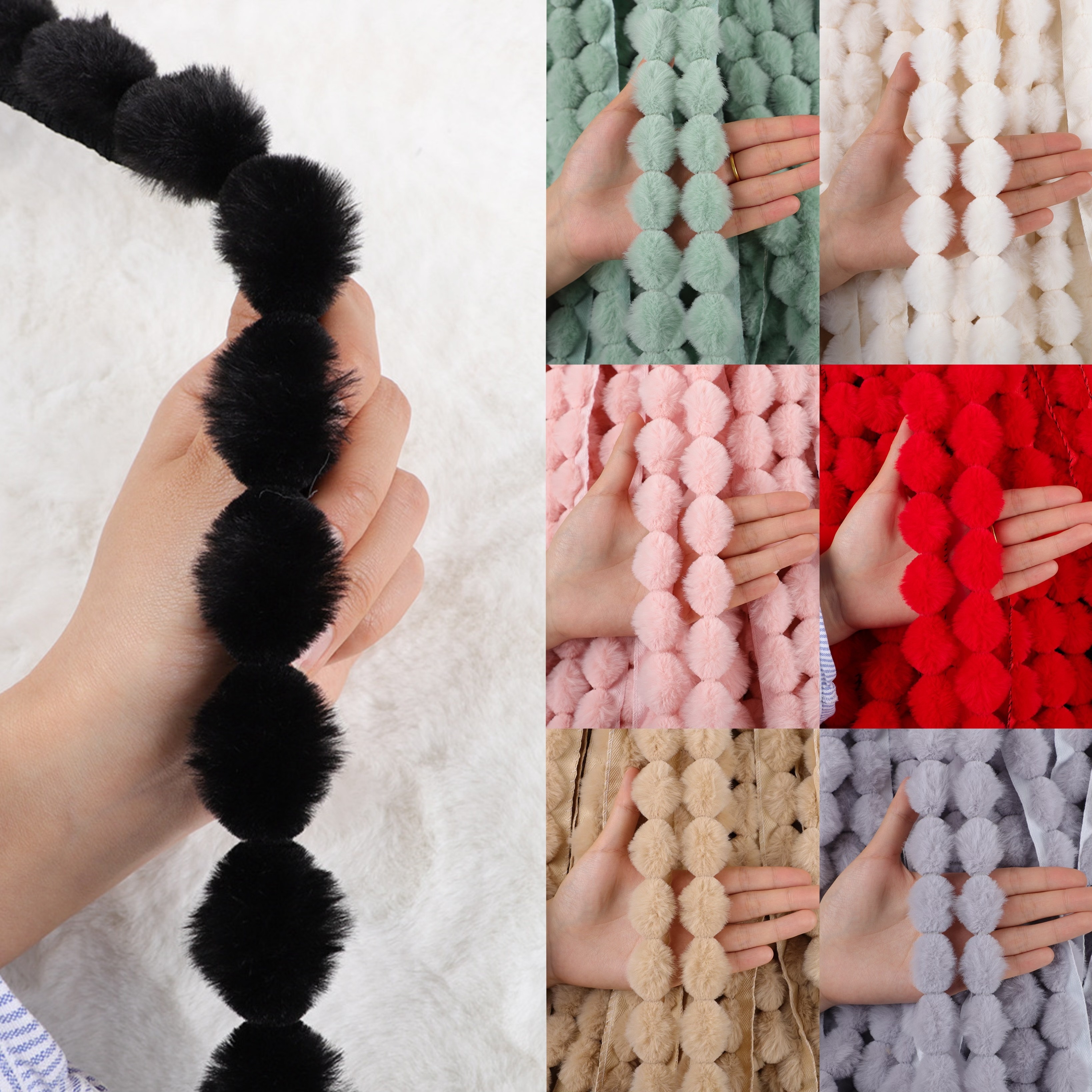 

Assorted 3.5cm /1m Long Pom Pom Strips, & Sewing , Embellishments For Curtains, Textiles, Clothing, Headdresses, , & Accessories