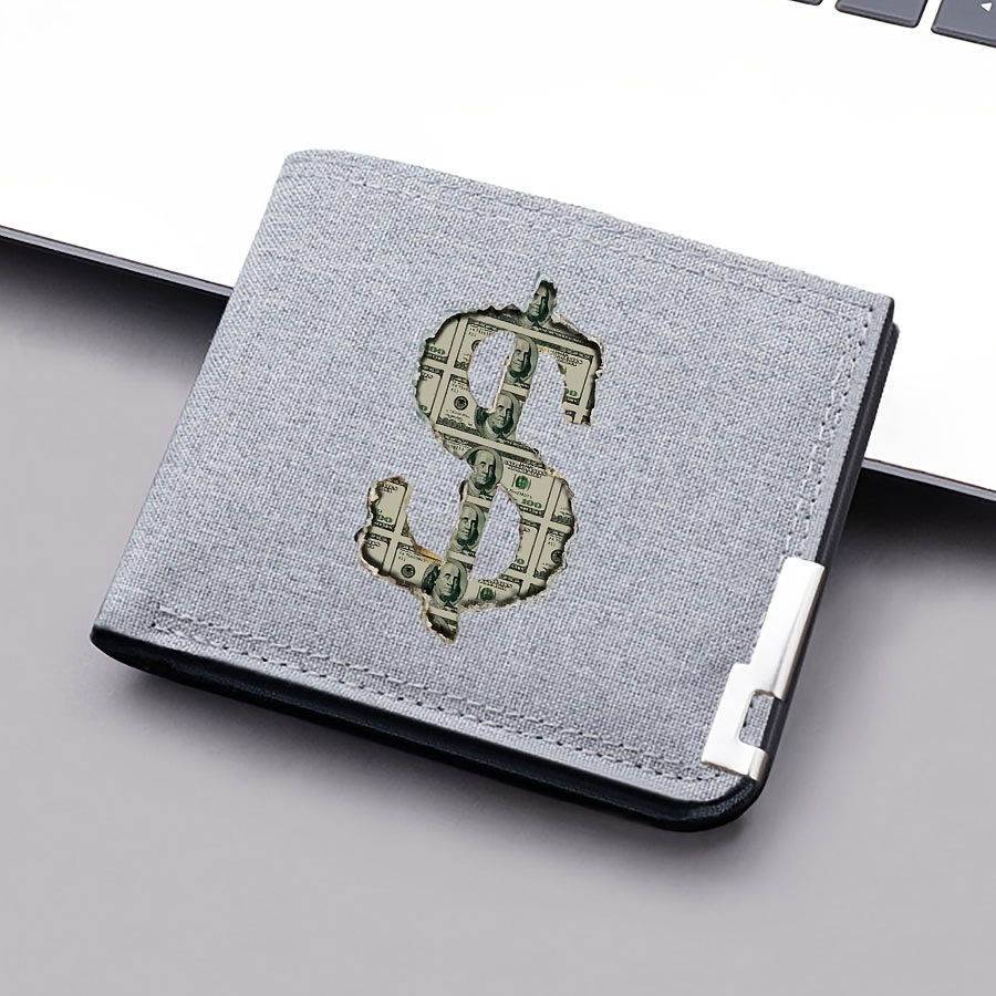 TEMU Men's Large Capacity Zippered Wallet - Canvas Cash & Card Holder Suitable For Christmas, Wallet For Dollar & Card Organization, Stylish Gift For