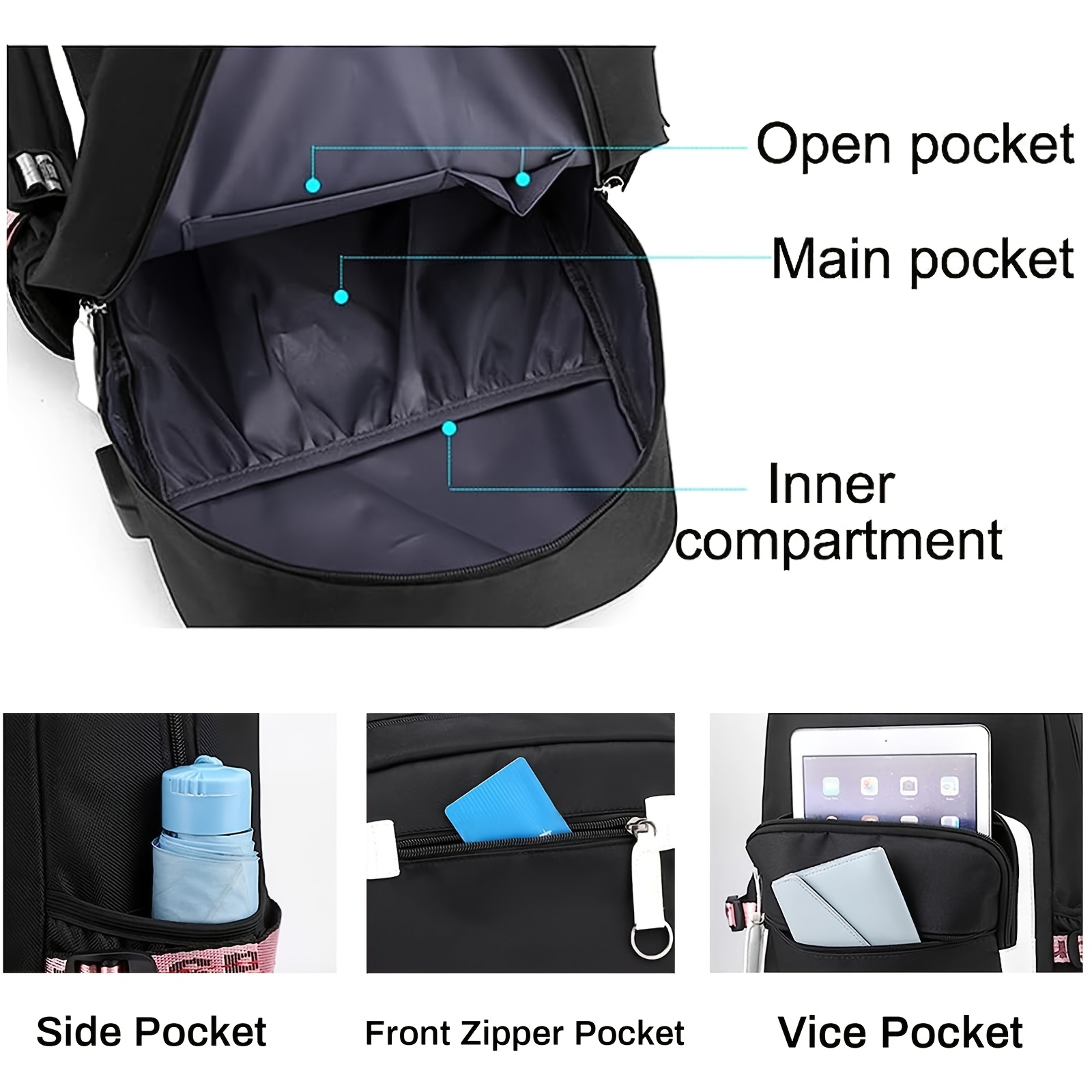  polyester laptop backpack large capacity thickened travel casual bag durable computer school bag suitable for christmas birthday halloween gifts details 5