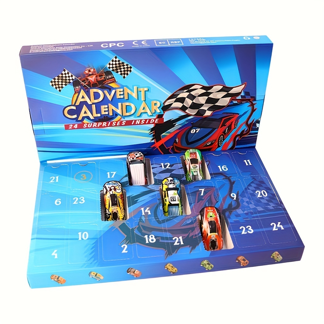 TEMU 24 Days Advent Calendar With 20 Mini Racing Cars, 24 Surprises Countdown Gift, No Power Required, Christmas Holiday Decor