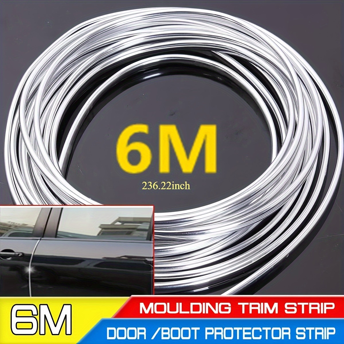 Image of 6m Car Door Chrome Moulding Trim Strip Edge Protector Cover Strip Styling Moulding Trim Strip