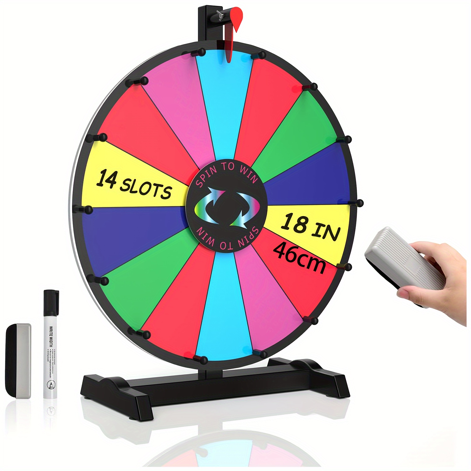 

1 Pc-18/24 Inch Spinning Prize Wheel, 14 Color Slots Tabletop Spinner, Heavy Duty Roulette Wheel For Carnival, Trade Show, Win Fortune Spin Games