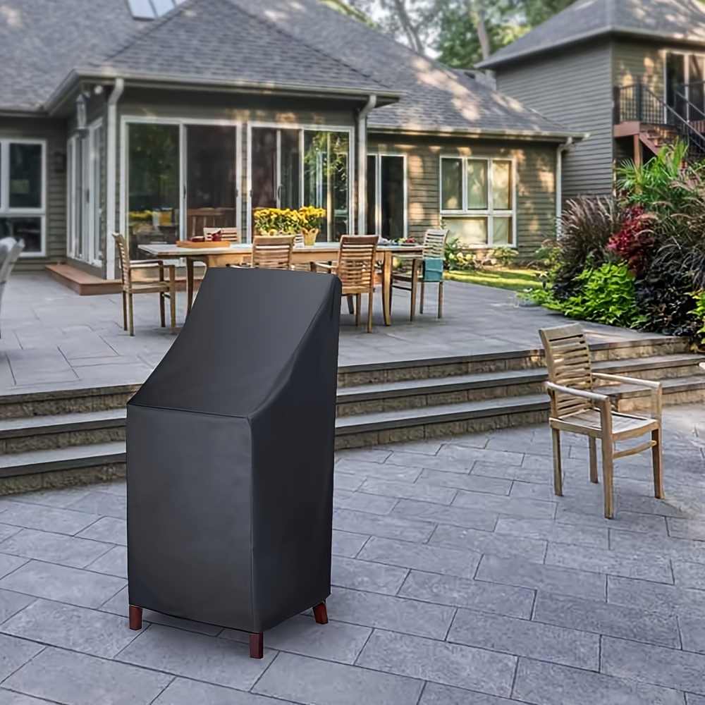 E-shop Robuste Schwarze Terrassenstuhlbezug mit Verstellbarem Kordelzug - zu den Meisten Außenmöbeln, Wetterbeständiges Polyester, Hält Stühle Sauber