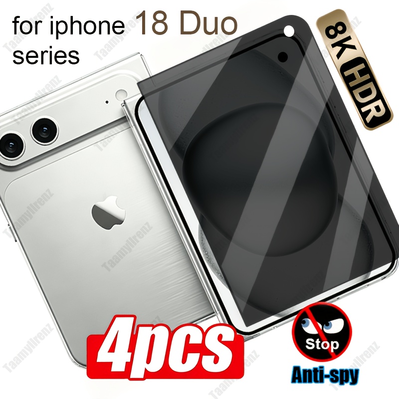 TEMU 4-pack High-quality Full-coverage Privacy Tempered Glass Screen Protector For Iphone Duo/fold/ultra – Privacy Protection, , 9h Hardness,