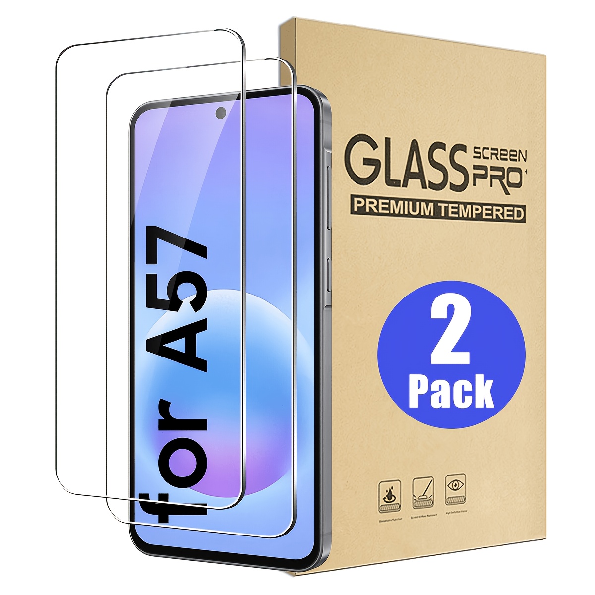 E-shop Passend für Samsung Galaxy A17/A34/A37/A57 5G Panzerglas Schutzfolie 2er-Pack, 9H Härtegrad [Kratzfest] [Blasenfrei] Hochauflösende Klare