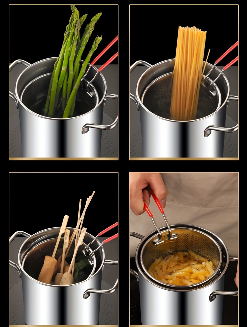 deep fryer with 304 stainless steel for home use high temperature resistant   pot for saving oil   designed for electric stove and deep frying skewers details 3