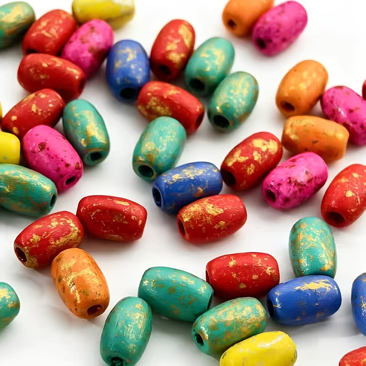 55pcs 12mm Oval Wooden Barrel Beads for DIY Jewelry