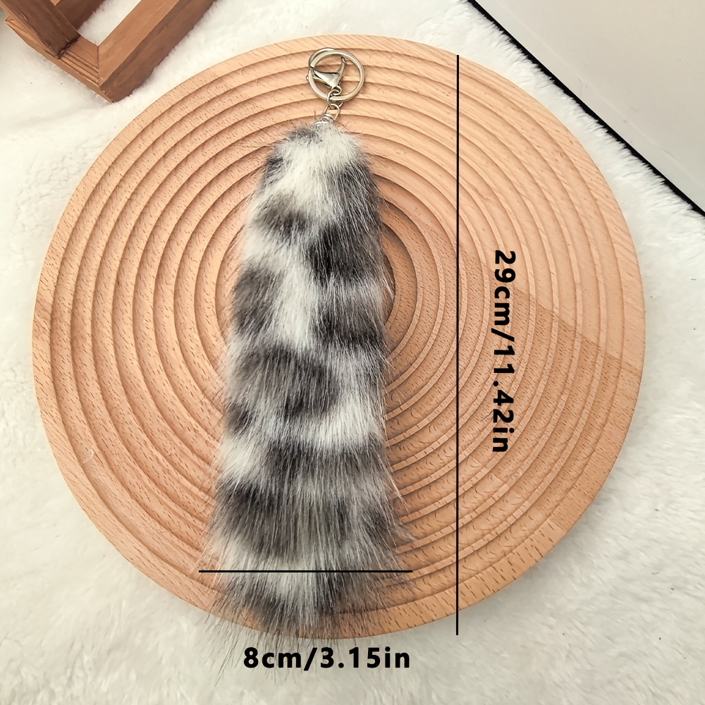 TEMU 1 Pieza de Colgante Decorativo de , Llavero de Peluche Artificial, Diseño a Rayas , con Anilla de Hebilla Metálica, Ideal para Colgar en