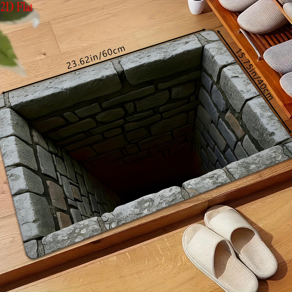 TEMU [+ 850g/m² Velvet + 2d Flat + 0.7cm Thick] 1pc Fun Optical Illusion Pattern Doormat, Vintage Welcome Mat, Suitable For Bedroom, Bathroom,