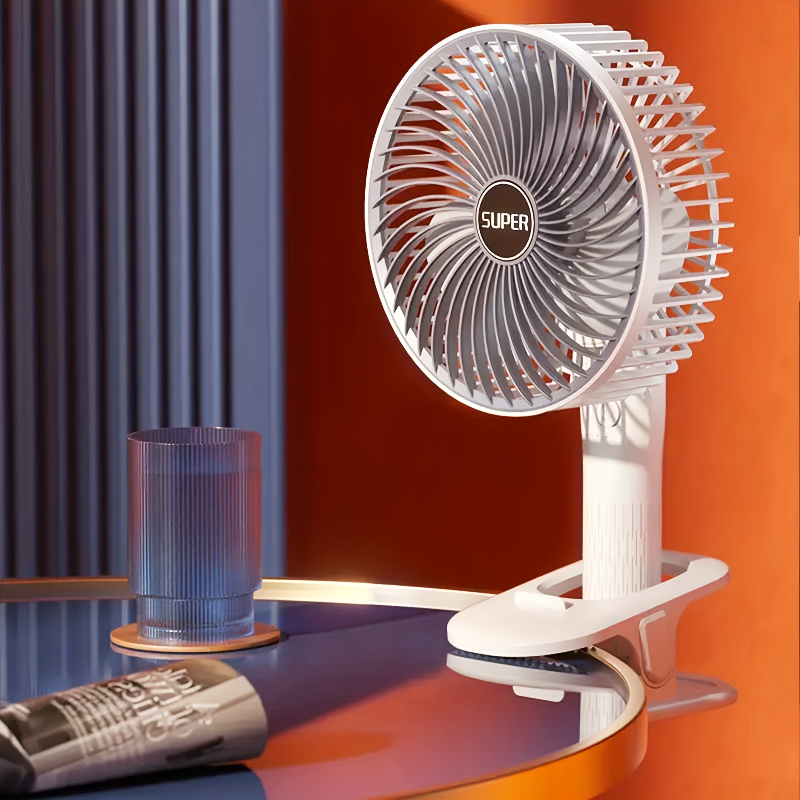 Pequeño ventilador para dormitorio, colgante/clip/escritorio/portátil con de uso, carga USB silenciosa, de velocidad de tres velocidades, ventilador portátil 0