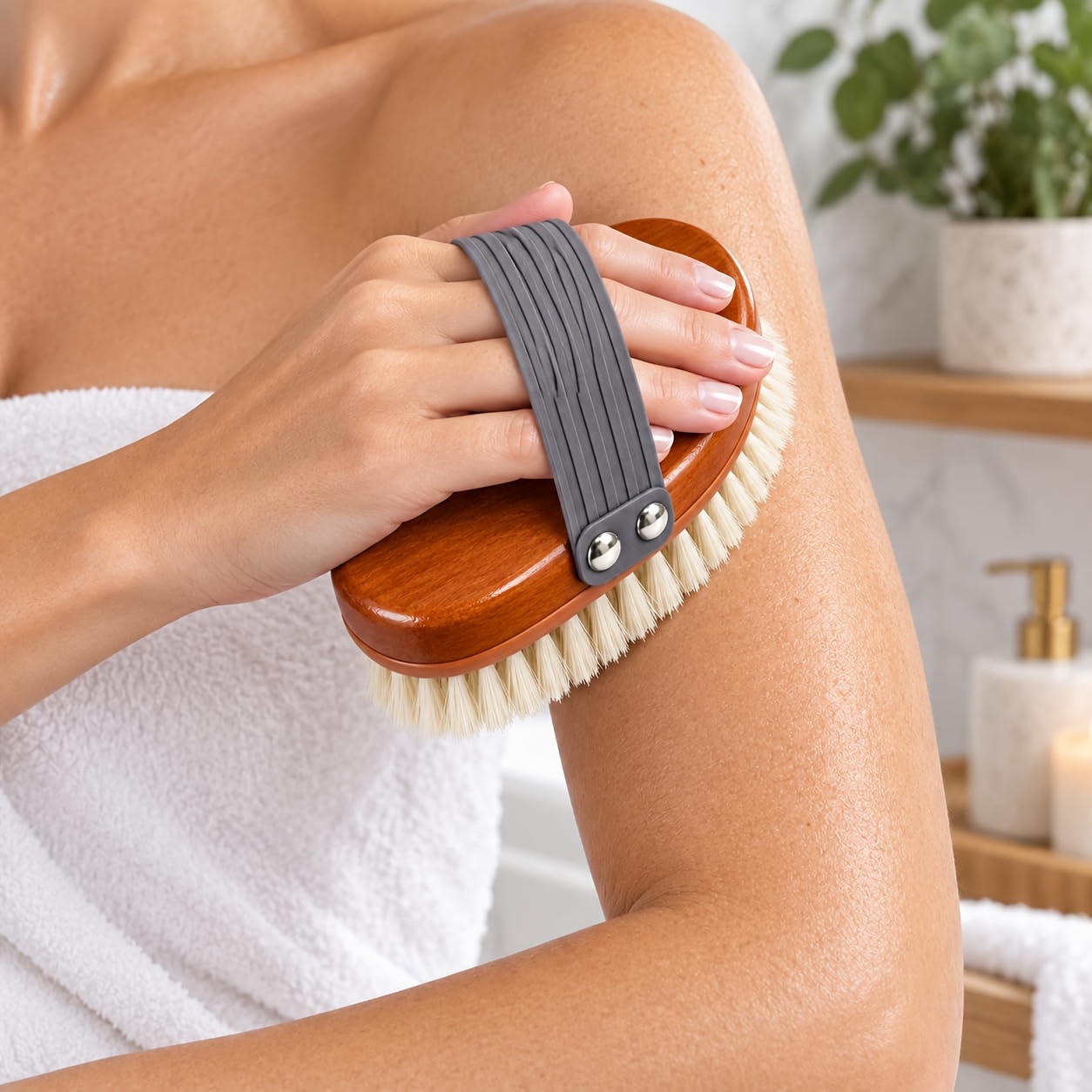 Soft Bristle Wooden Exfoliating Bath Brush, Ideal Skincare Tool