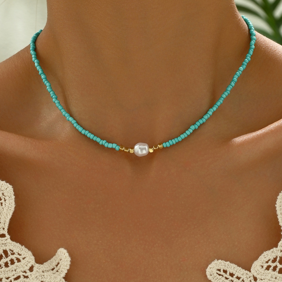 Boho Red Rice Bead Necklace & Anklet Set