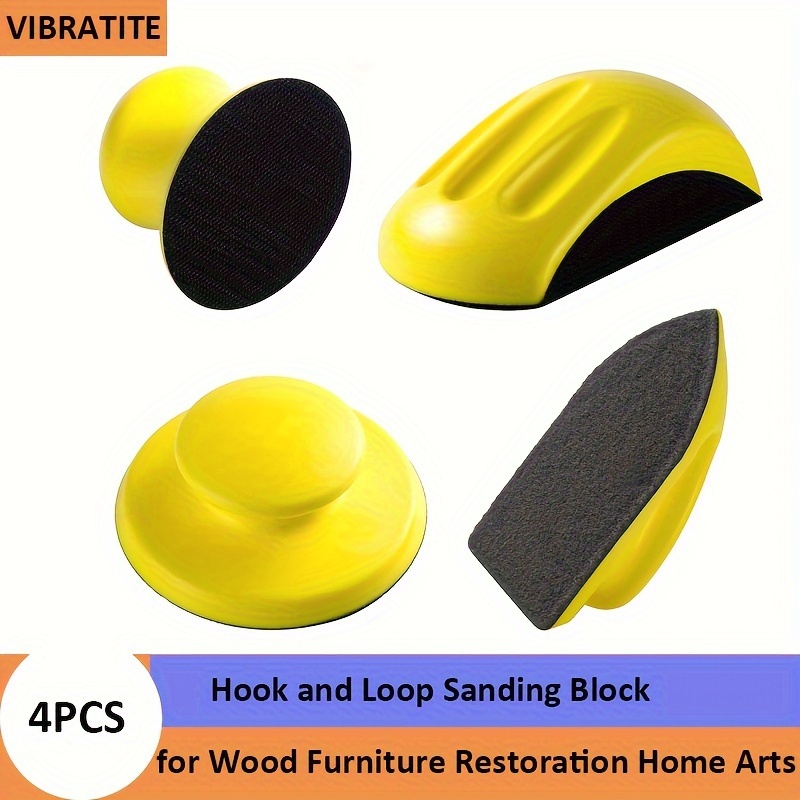 

4 Piece Sanding Blocks Set With Nylon Hook-and-loop Hand Sander And Cleaning Brush For Wood Furniture Restoration And Home Crafts - Durable Polyurethane Backing Plate, Multi-shape Design