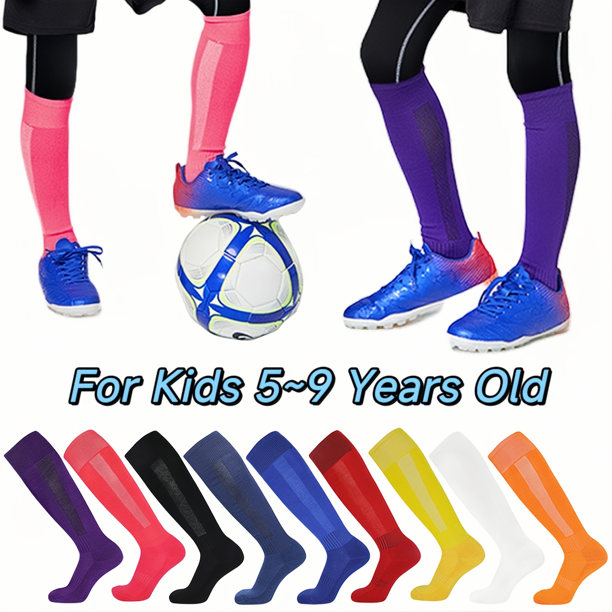 Calcetines de fútbol antideslizantes para niños, calcetines de fútbol para  deportes de 7 a 12 años (2 pares)