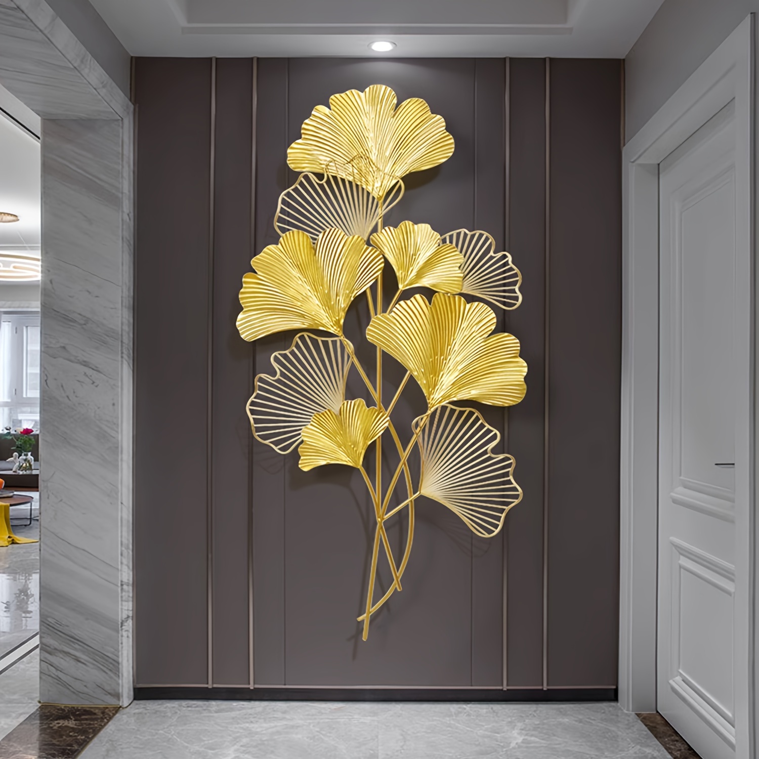 

3d Metal Ginkgo Wall Decoration, Ginkgo Leaves Wall Sculpture, Wrought Iron Wall Decoration, Wall Decoration, Wall Art, Wall Painting For Living Room, Bedroom, Dining Room, Modern Decoration