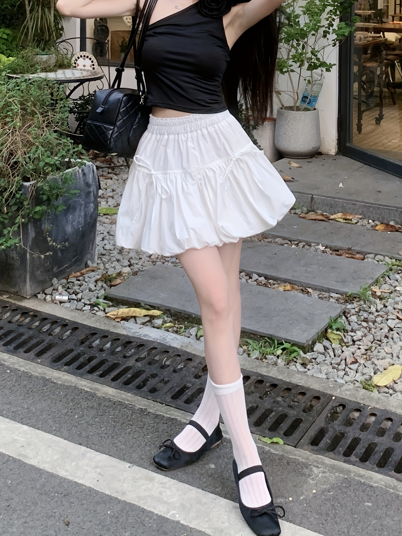 Cute Casual Short Skirts Women' A Line Flared Short Skirt Elastic