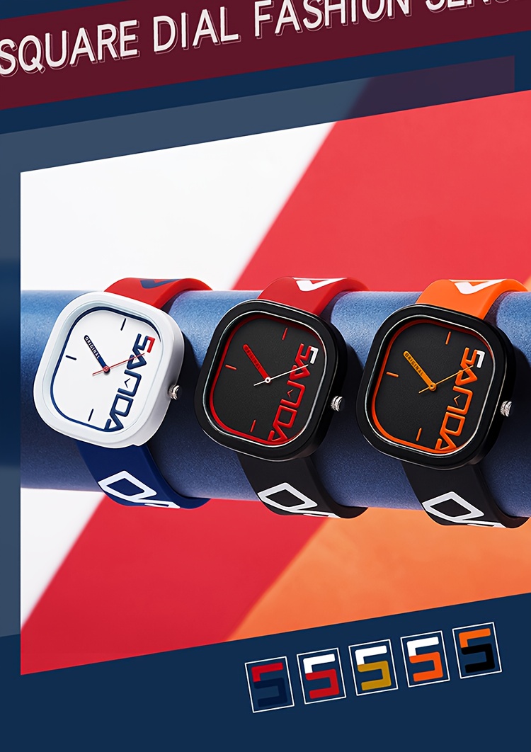 mens watch classic square with red accents quartz movement 50    non rechargeable battery ideal for sunday dates holiday gifts Product details 4