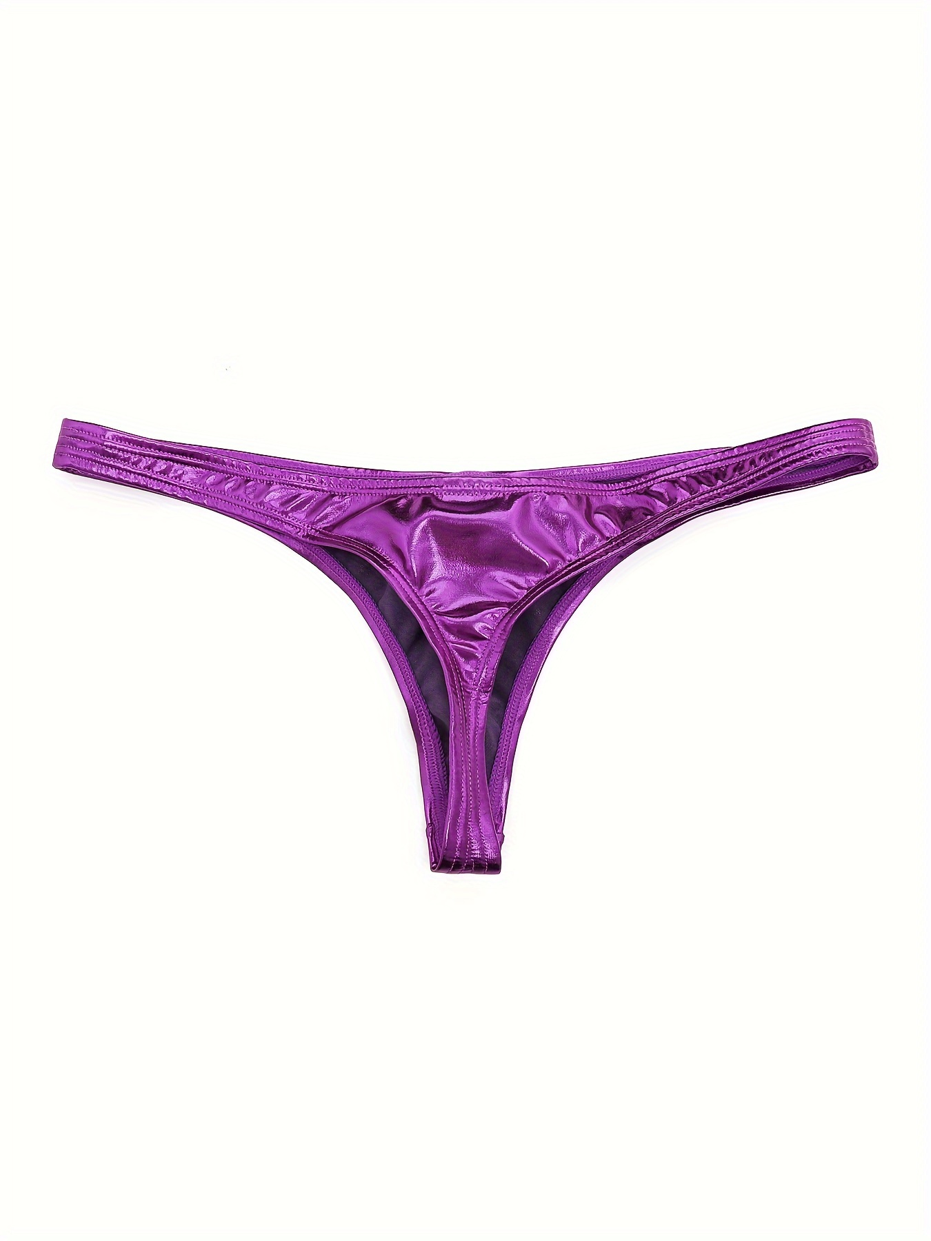 Women Faux Leather Thongs G String T Back Low Waist Briefs Underwear Panties