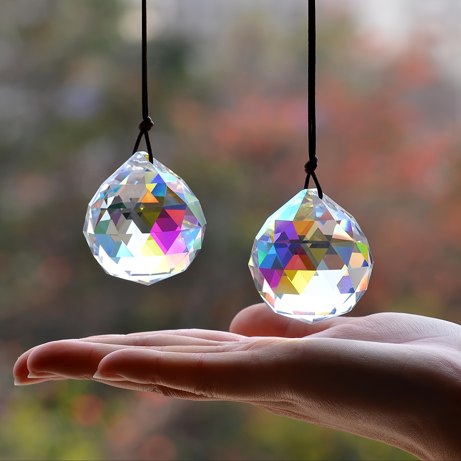

2 Pack 40mm Glass Crystal Ball Pendant Suncatcher For Indoor Window Hanging - Enhance Your Home Decor With Eye-catching Rainbow Reflections