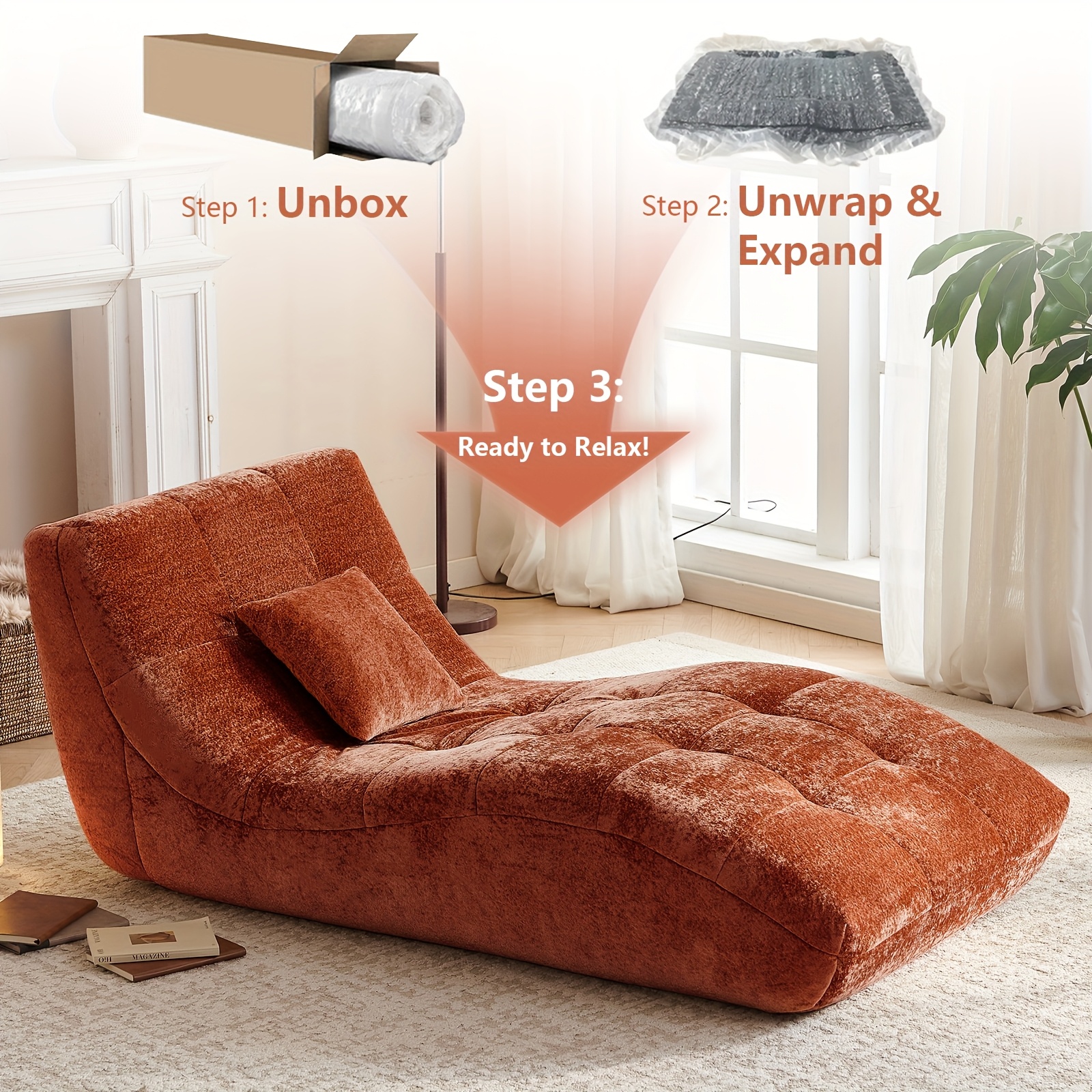 Single Sofa Seat, Yoga Sofa, Leisure Sofa, Armless Platform Sofa, Simple Lazy Sofa, Floor Standing Sofa Seat, Indoor Reading And Leisure Integrated Compression Sponge Sofa, No Assembly Required, Suitable for Living Rooms, Bedrooms And Offices