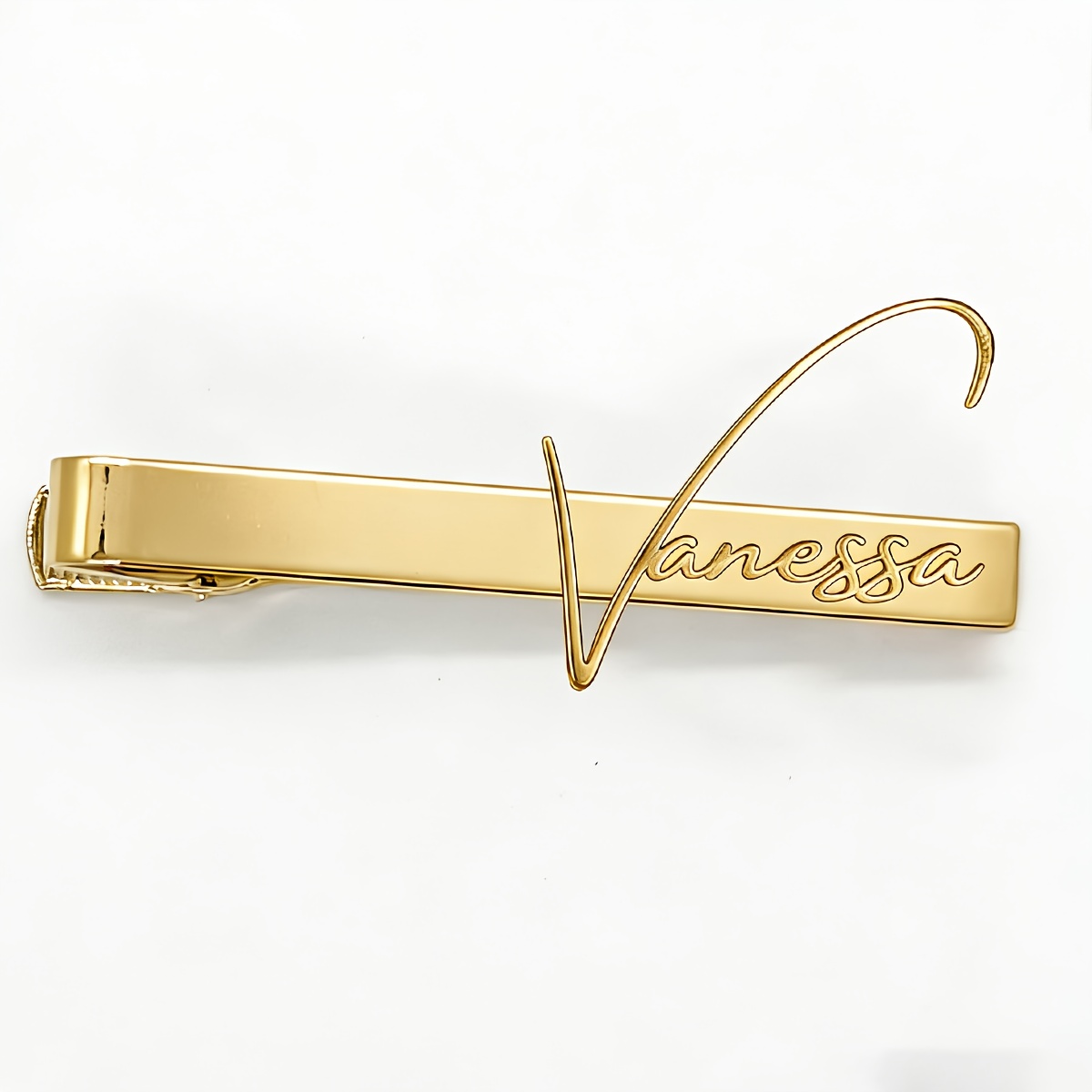 TEMU Custom Cursive Signature Tie Clip, Men's Personalized Trendy Custom Stainless Steel Nameplate Tie Clip; Easy, Exquisite And Fashionable Men's