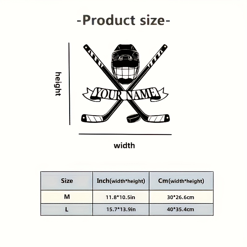 TEMU Custom Hockey Stick Sign - Personalized With A Name, Made From Aaa-grade Durable Weather-resistant Material, Perfect For Decorating A Teenager's