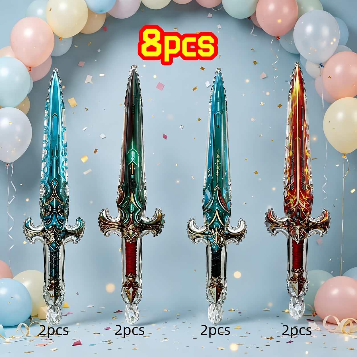 TEMU Ballons Raide Épée de Cosplay Gaming Cool, Épée de Médiéval avec , Jouets de Film Auto-scellants pour Anniversaire Thème Jeu, Décor de Carnaval