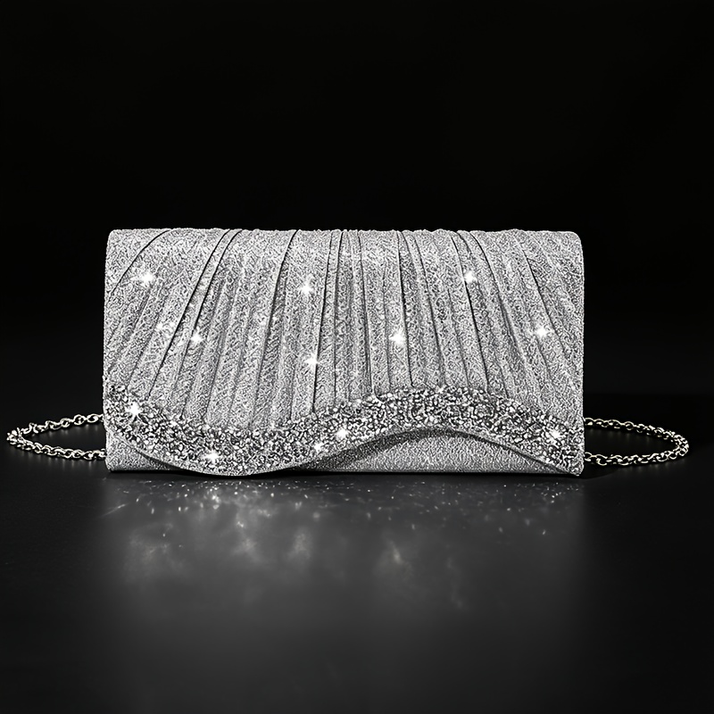 TEMU Women's Evening Clutch, Fashionable All-match Elegant Rhinestone Handbag, Evening Dress Bag, Party Bag, Chain Shoulder Bag