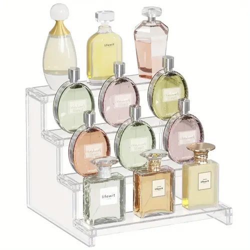 4 tier clear display risers stand plastic organizers for organize and decoration
