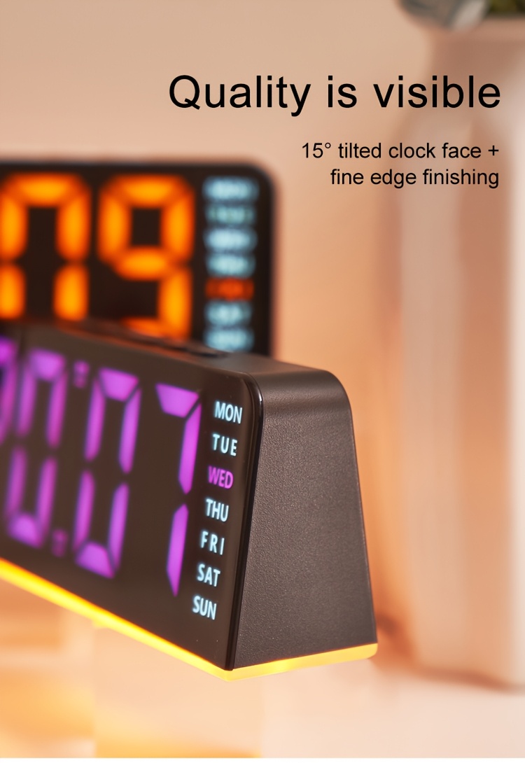 new model ambient light clock led large screen date - Temu Philippines, image size:750x1090