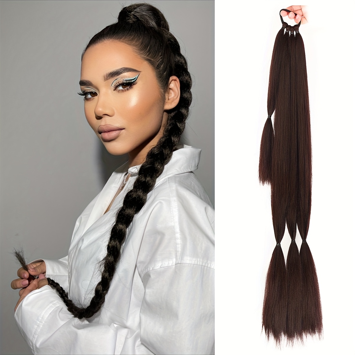 34 inch long braided ponytail hair extension with hair tie   synthetic heat resistant hair piece for   for daily wear parties music festivals mothers day gifts 160 gram hair accessories 0