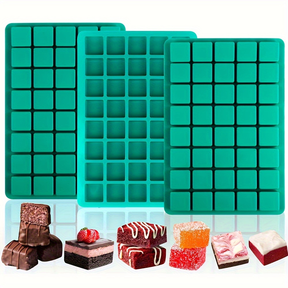 

3pcs 40-cavity Mini Square Caramel Chocolate Silicone Mold, Fondant Cake Baking Mold For Pudding Truffle Ice Cube, Kitchen Accessories, Baking Tools, Diy Supplies