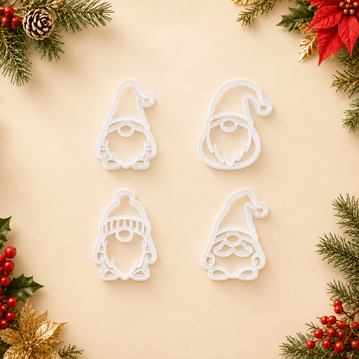 TEMU 4pcs Christmas Dwarf Polymer Clay Cutter, Various Christmas Clay Molds, Christmas Shaped Clay Molds, Daily Scene Jewelry Making Tools, Craft