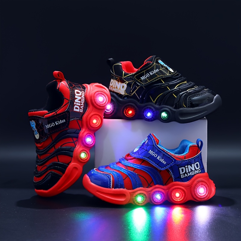Light-Up Dinosaur for for Boys Girls 1-6 Years Closure Sparkling  Striped Sneakers with Breathable Mesh Cushioned EVA