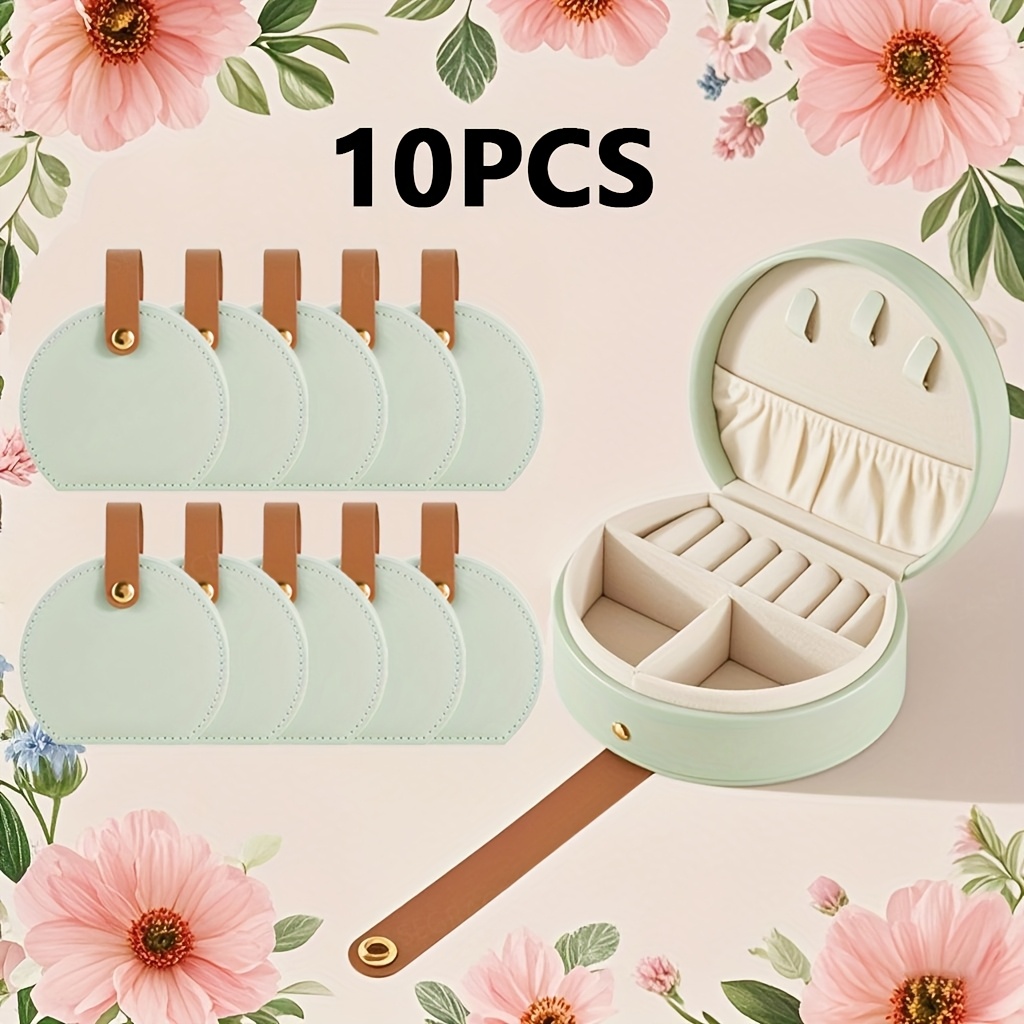 10pcs simple portable jewelry box 10cm 3 94inch mini travel jewelry storage   ladies necklaces rings earrings bracelets cosmetic case   leather display box gift for her valentines day mothers day birthday gift christmas gift jewelry boxes Product details 1