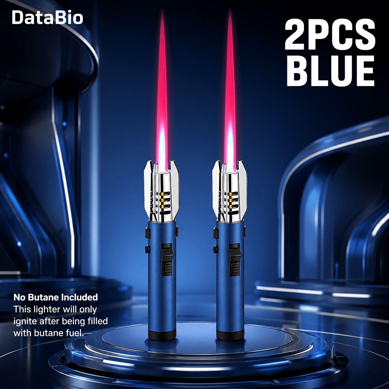 TEMU (no Butane) 2pcs Refillable Butane Torch Lighter, Windproof Pink Flame Jet Lighter With 360° Inverted Ignition, Nozzle, Portable Metal Lighter