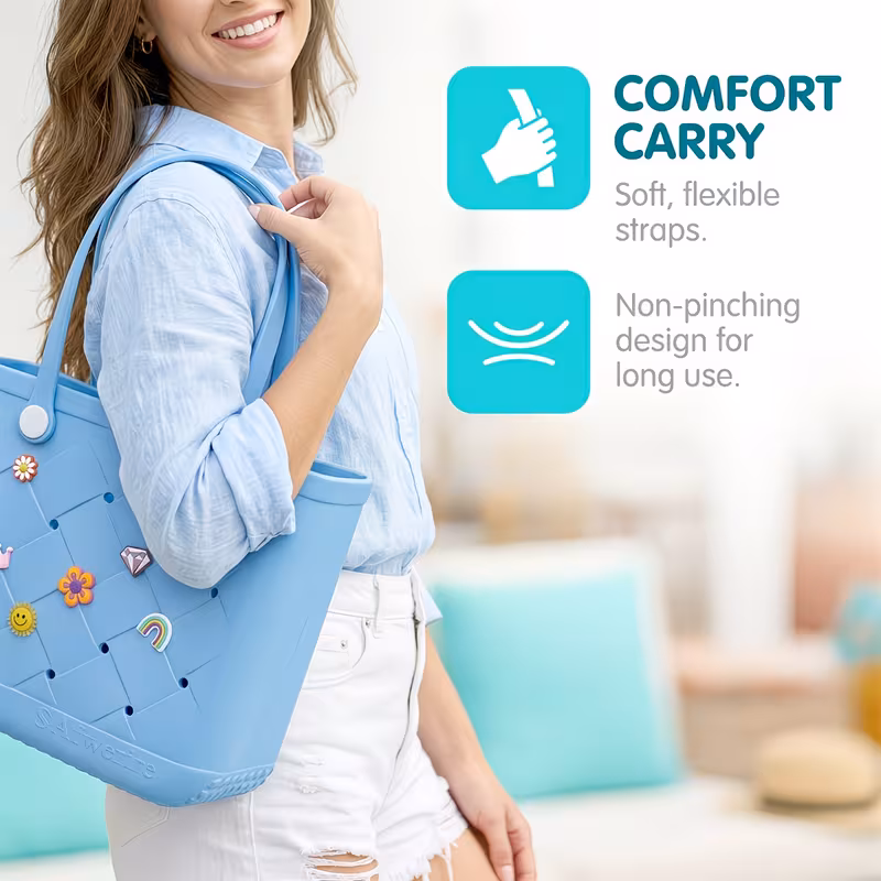 stylish tote bag with decorative buckles high quality extra large eva beach bag versatile beach bag the beach shopping sports and as a toiletry bag fathers day gifts vacation july 4th u s Product details 2