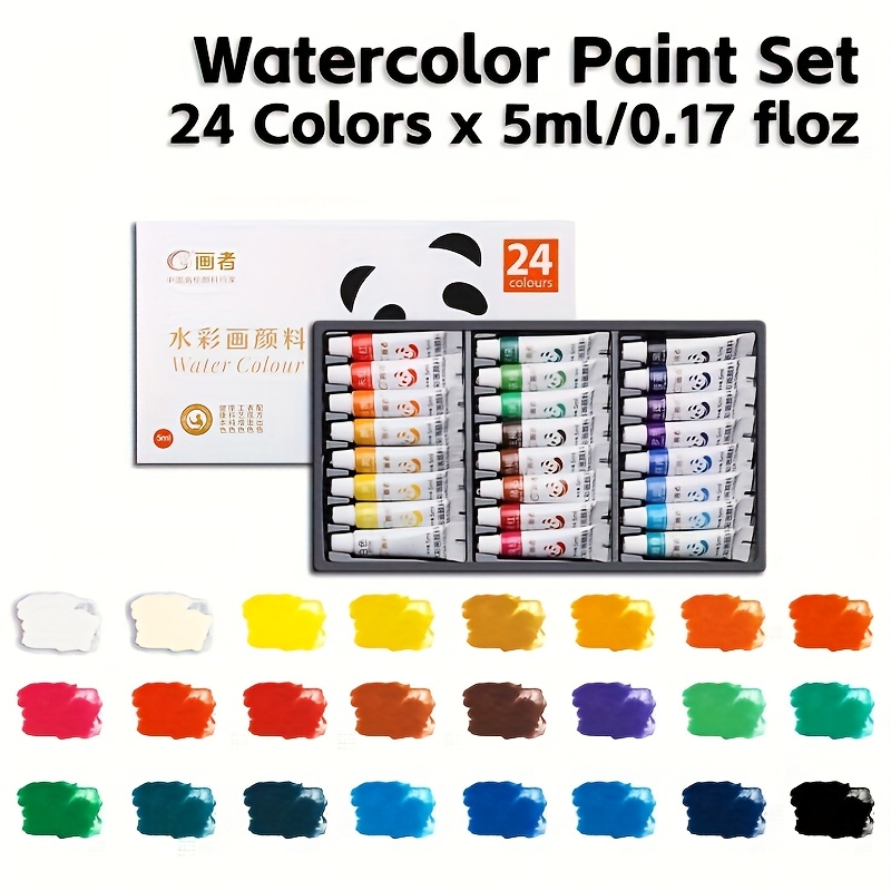 Image of Watercolor Paint Set, 24 Colors, 5ml/0.17oz Tubes, Artists Quality, For Figure & Landscape Painting, Vibrant Water Supplies For Hobbyist, Adults And Professionals., Suitable For Professional Art