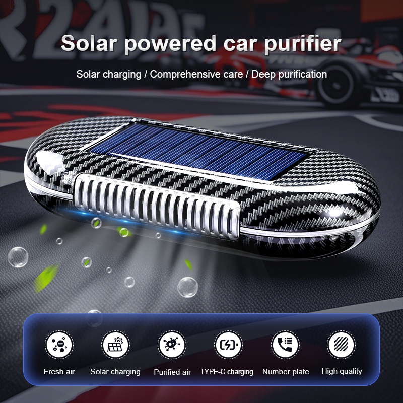 solar car with vibration detection compact solar power 15 day battery for fresh airflow no charging needed auto air freshener purifier lightweight purifier portable purifier highefficiency filter durable construction airflow enhancer Product details 0