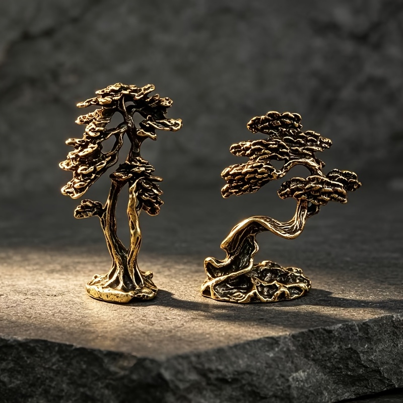 TEMU 2pcs Set Of Tall And Short Pine Trees / Plant Ornament
