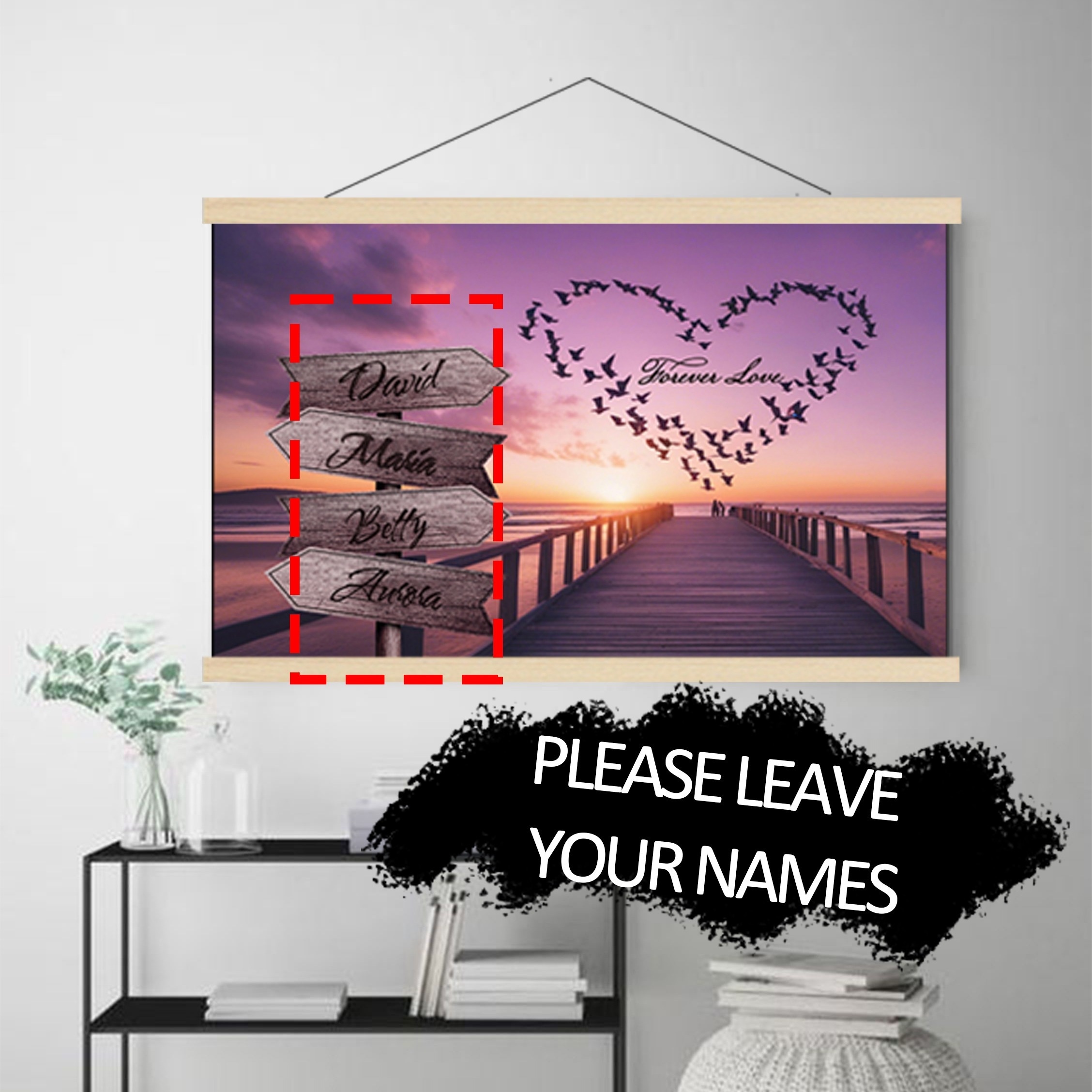 

Custom Family Name Canvas - Personalized Seaside Street Sign Poster, Living Room, Bedroom, Kitchen Decor - , Indoor Use