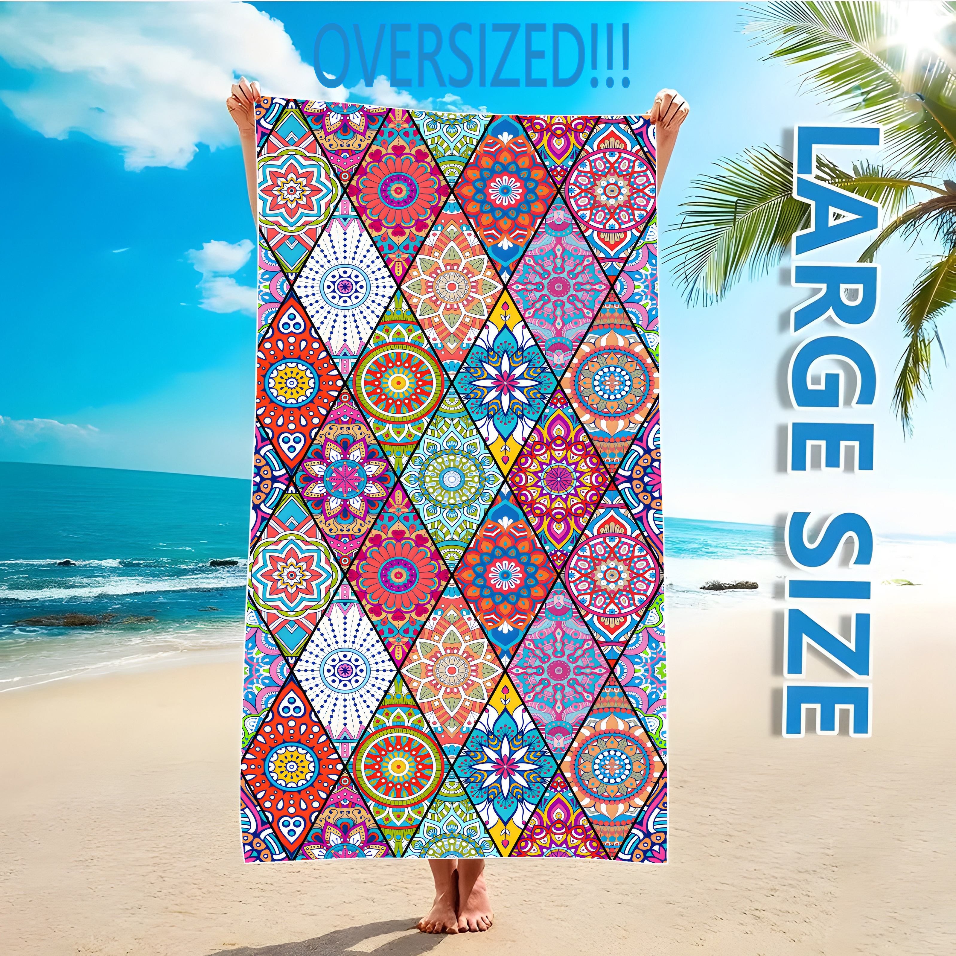 2 Piece Mandala Purple Beach Towels Microfiber Soft Absorbent_voghion.com