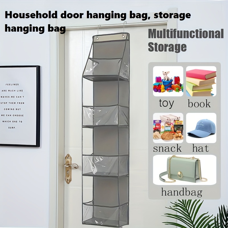 

Foldable Pvc Handbag Organizer With Transparent Pockets - Fashion Over Door Hanging Storage Bag - , No Printing, Waterproof Bathroom Organizer, Yiwu Production - Household Space Saver, 1-pack